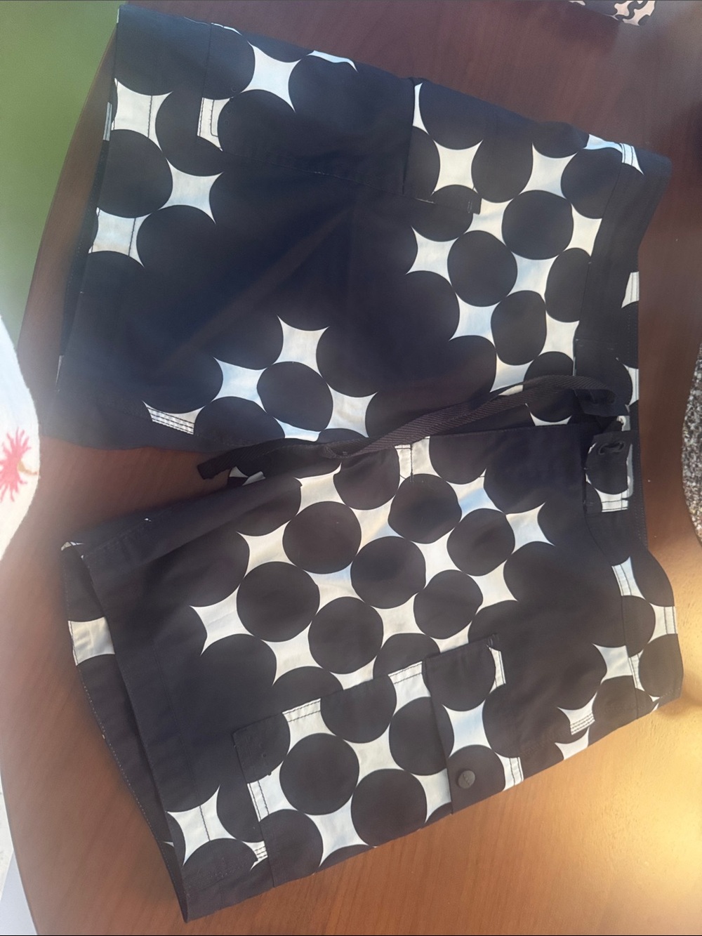 Men's Black & White Geometric Swim Trunks